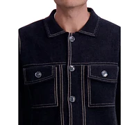 Karl Lagerfeld Paris Men's Contrast Trim Knit Shirt Jacket