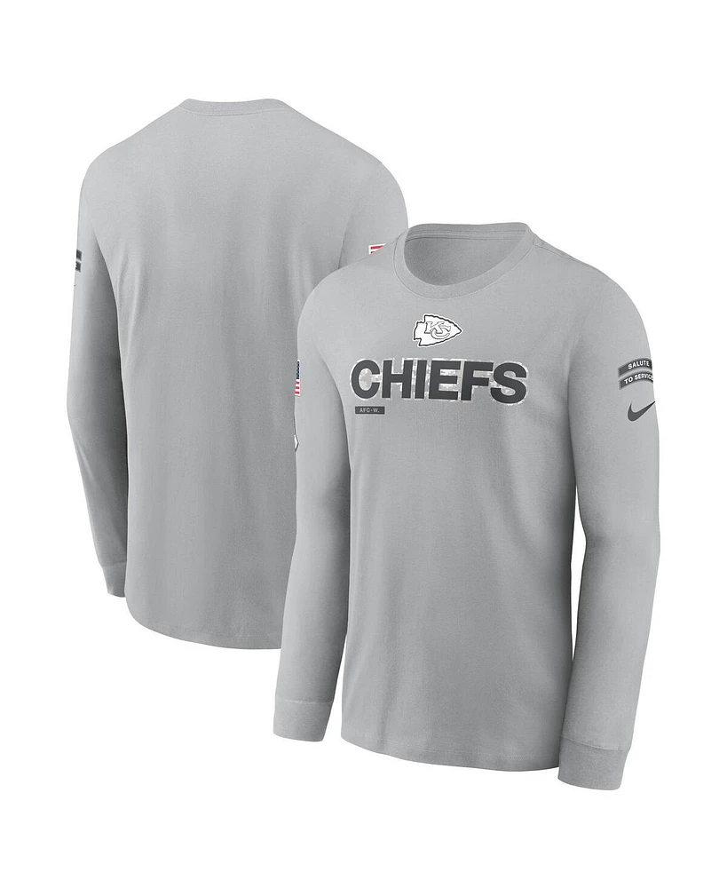 Nike Men's Gray Kansas City Chiefs 2024 Salute to Service Long Sleeve T-Shirt