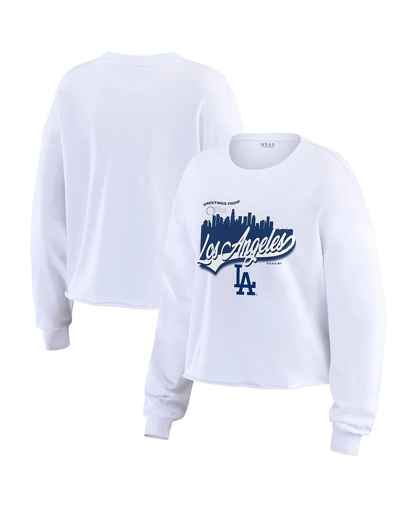 Wear by Erin Andrews Women's White Los Angeles Dodgers Domestic Postcard Long Sleeve T-Shirt