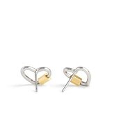 Coach Two-Tone Signature Carabiner Heart Stud Earrings