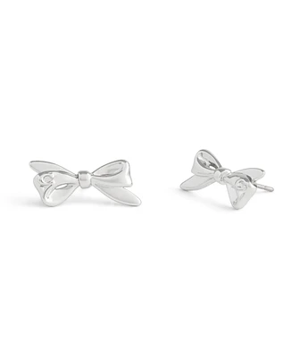 Coach Rhodium Vintage Charms Signature Bow Stud Earrings