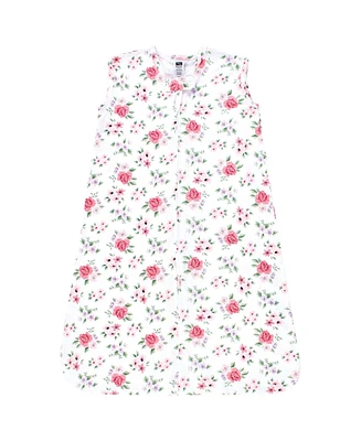 Hudson Baby Girls Cotton Sleeveless Wearable Sleeping Bag, Sack, Blanket, Vintage Floral, 0-6 Months