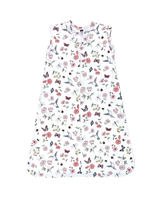 Hudson Baby Girls Cotton Sleeveless Wearable Sleeping Bag, Sack, Blanket, Hummingbird Garden, Months