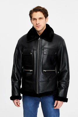 Men's Leather Shearling Jacket