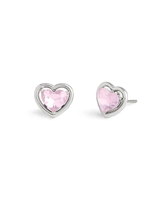 Coach Faux Stone Halo Heart Stud Convertible Earrings