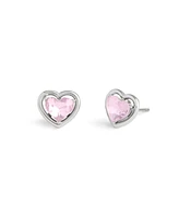 Coach Faux Stone Halo Heart Stud Convertible Earrings