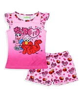 Sesame Street Girls' Bff Elmo Abby Cadabby Sleep Pajama Sleep Set Shorts