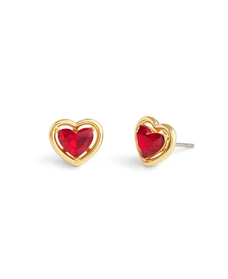 Coach Faux Stone Halo Heart Stud Convertible Earrings