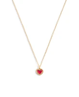 Coach Faux Stone Halo Heart Pendant Necklace