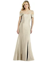 Alfred Sung Women's Off-the-Shoulder Bow-Back Satin Trumpet Gown