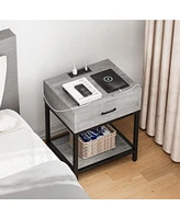 gaomon Nightstand with Charging Station