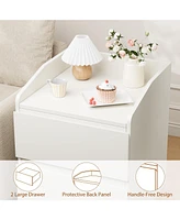 gaomon Nightstand with 2 Drawer Modern Side Table with Storage Wide End Table