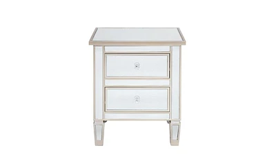 Slickblue Modern Silver Rose Mirrored 2-Drawer Nightstand - Contemporary Bedside Table for Elegant Bedroom Decor