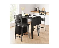 gaomon Bar Table and Chairs Set of 2, 3 Piece Counter Height Dining Table Set with 3-Layer Shelves and 2 Upholstered Chairs