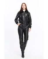 Furniq Uk Women's Leather Bomber Jacket