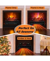 Sugift 26 Inch Electric Fireplace Heater with Remote Control and Realistic Lemonwood Ember Bed