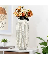 LuxenHome Modern Geometric Pattern Polyresin -Inch Tall Cylinder Vase