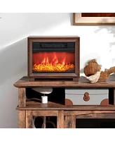 Sugift Mini Wooden Space Tabletop Fireplace with Realistic Flame Effect