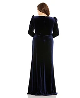 Mac Duggal Plus Velvet Long Sleeve Gown