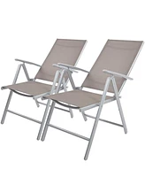 Slickblue Set of 2 Adjustable Patio Folding Sling Back Chairs - Aluminum Indoor Outdoor Deck Garden Pool