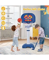 Gymax 4-In-1 Kids Adjustable Basketball Hoop Goal Toy W/Ring Toss Sticky Ball Golf Set