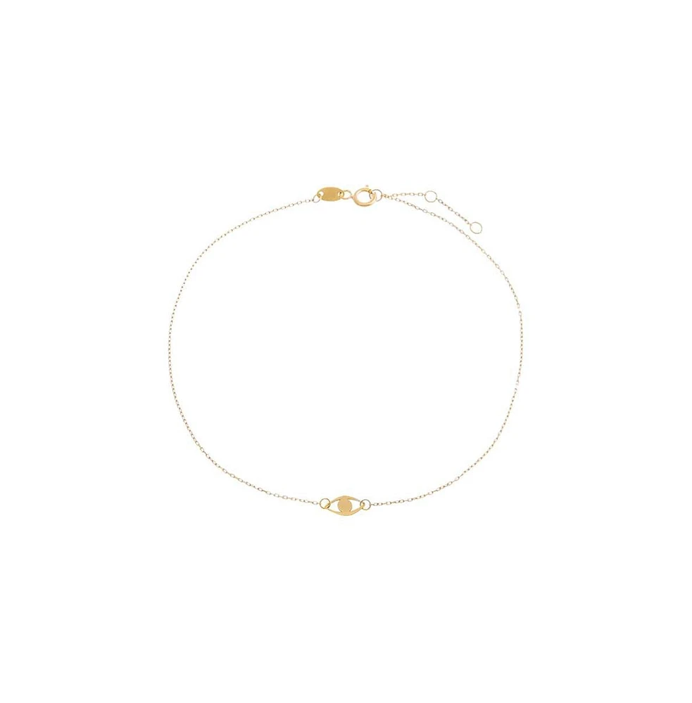 By Adina Eden Solid Evil Eye Pendant Anklet 14K