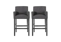 The Pop Home Set of 2 Upholstered 30.5-Inch Bar Height Stools with Backrests, Chairs for Kitchen-The