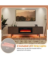 Sugift 36 Inches Electric Fireplace Heater Recessed with Led Strip Lights and Remote Control