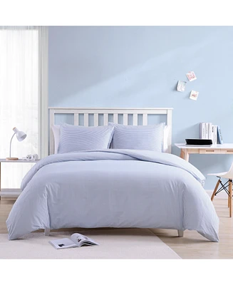 Poppy & Fritz Oxford Stripe Cotton Blue 3 Piece Duvet Cover Set-King