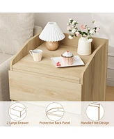 gaomon Nightstand with 2 Drawer Modern Side Table with Storage Wide End Table