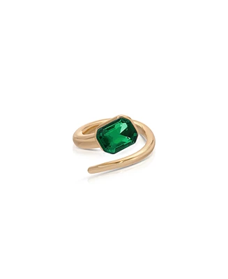 Ettika Deco Emerald 18k Gold Plated Ring