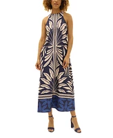 Donna Morgan Women's Halter Border-Print Maxi Dress