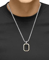 Effy Men's Black Spinel 22" Pendant Necklace (1-3/8 ct. t.w.) in Sterling Silver & 18k Gold-Plated Sterling Silver