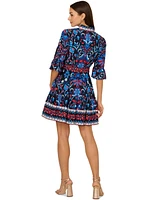 Adrianna by Adrianna Papell Women's 3/4-Sleeve Belted Fit & Flare Dress