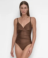 Dkny Women's Crossover Ruched One-Piece Swimsuit