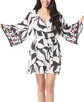 Vince Camuto Women's Printed Front-Tie Robe Swim Cover-Up