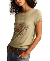 Lucky Brand Women's Circular Floral Crewneck Tee