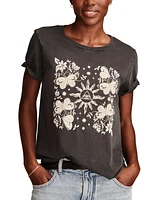 Lucky Brand Women's Cotton Mirror Butterfly Sun Crewneck Tee