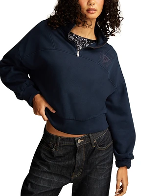 Lucky Brand Women's Half-Zip Fleece Cotton Sweatshirt