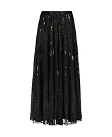 Mac Duggal Women's Long Sequin Embellished Chiffon Evening Skirt