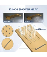 Casainc 22 Inch Luxury Waterfall Shower System Valve Kit with Handheld Spray