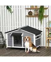 PawHut Dog House Outdoor Cabin Style with Openable Roof,