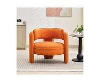 gaomon Mid Century Modern Accent Chair with Velvet Fabric,Barrel Armchair for Living Room,Comfy Upholstered Accent Sofa Chair with Armrest,Orange Bouc