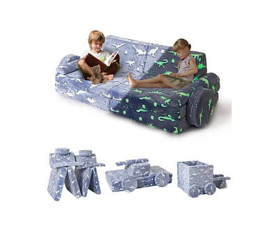 gaomon Kids Play Couch, Glow in The Dark Toddler Convertible Modular Sofa for Nursery Playroom