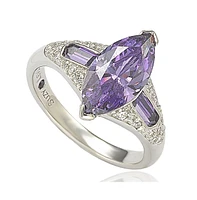 Suzy Levian Sterling Silver Purple Marquise Cubic Zirconia Ring