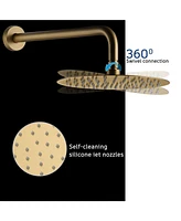 Casainc 10 Inch Wall Mounted Round Shower System Set with Handheld Spray & Tub Spout