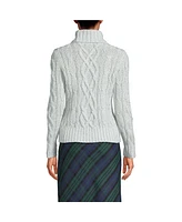 Lands' End Women's Shine Boucle Cable Turtleneck Sweater