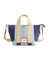 True Religion Licensed Patchwork Denim Tote Bag with Adjustable Strap