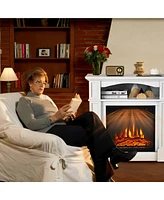 Skonyon 18 Inch 1400W Electric Tv Stand Fireplace with Shelf