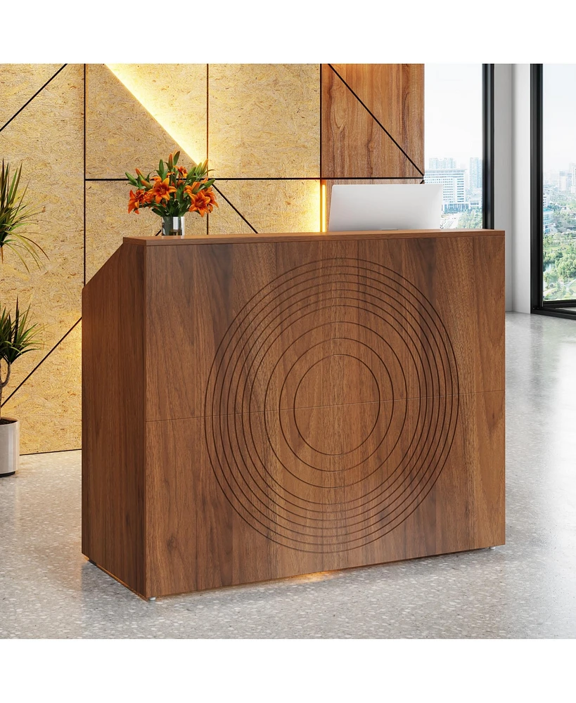 Tribesigns 47 inch Retail Counter,Modern Front Desk Reception Room Table with Cable Grommet,Reception Counter